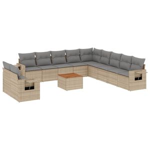 vidaXL 12-dijelni set vrtnih sofa s jastucima bež od poliratana