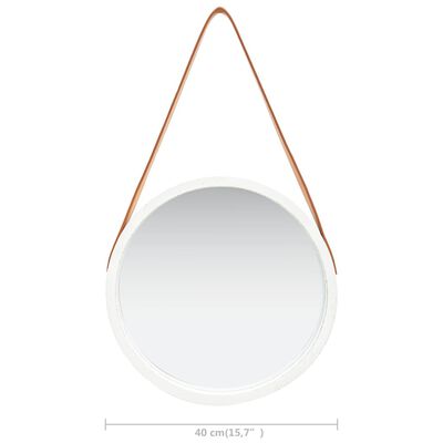 vidaXL Zidno ogledalo s remenom 40 cm bijelo