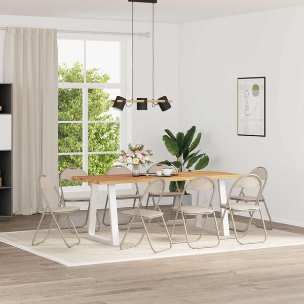 vidaXL Sklopiva stolica 8 pcs Pijesak 48 x 43,5 x 81 cm Lažna koža