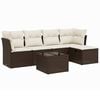 vidaXL 6-dijelni set vrtnih sofa od poliratana s jastucima smeđi