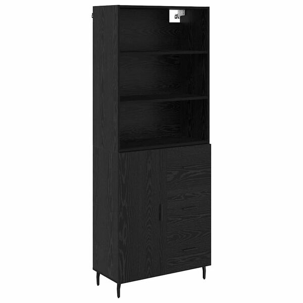 vidaXL Highboard s ladicama Crni hrast 69,5 x 34 x 180 cm