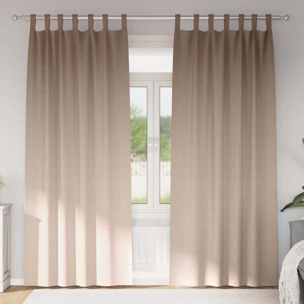 vidaXL Zavjese za blackout s prstenovima 2 pcs Sivo-smeđa 225 x 140 cm