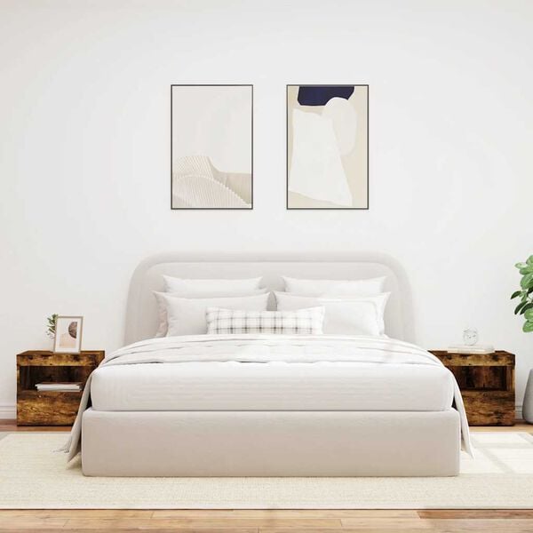 vidaXL Noćni ormarići s LED svjetlima 2kom dimljeni hrast 50x40x45 cm