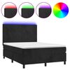 vidaXL Krevet box spring s madracem LED crni 140x190 cm bar&scaron;un