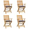 vidaXL Sklopiva stolica s jastukom 4 pcs Siva 49 x 57,5 x 92 cm