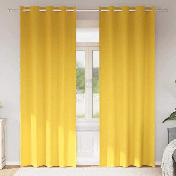 vidaXL Zavjese za blackout s prstenovima 2 pcs Žuta 225 x 140 cm