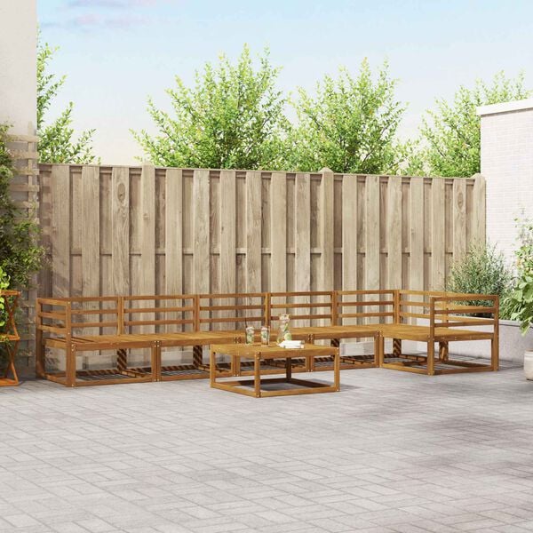 vidaXL Set vanjskih sofa 7 pcs Prirodna Čvrsto drvo akacije