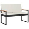 vidaXL Vanjska klupa Crna i krem-bijela 107 x 61 x 80 cm poliratan