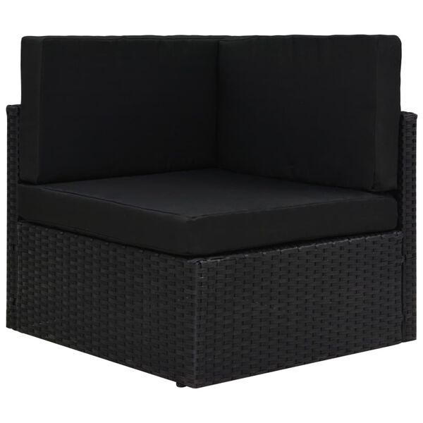 vidaXL Modularna kutna sofa od poliratana crna