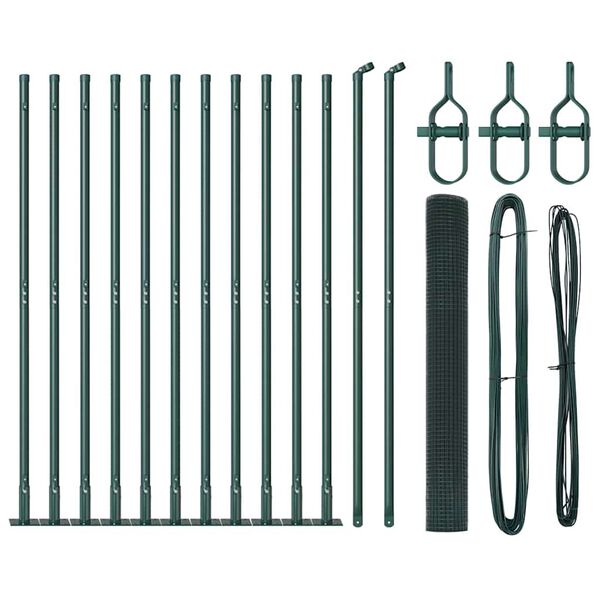 vidaXL Stup za ogradu Zelena 25 x 0,8 m (19 x 19 mm mreža) Čelik i PVC