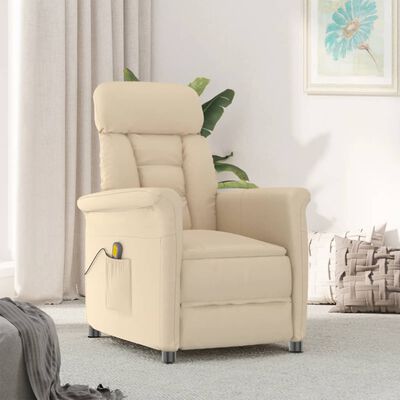 vidaXL Masažna fotelja od umjetne brušene kože krem