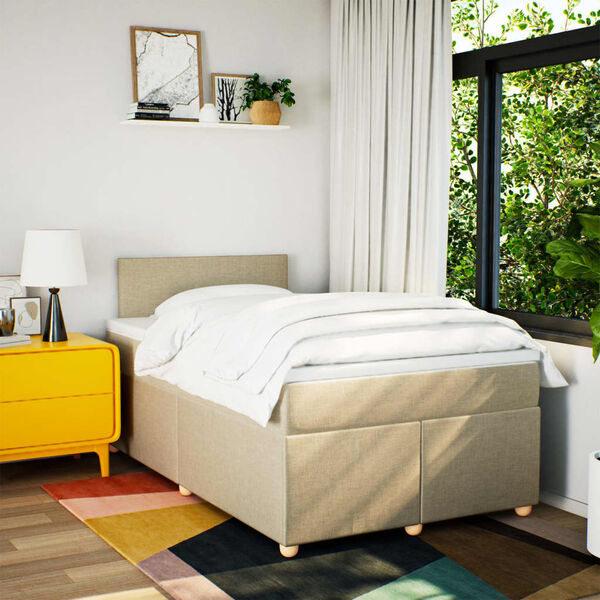 vidaXL Krevet box spring s madracem krem 120 x 190 cm od tkanine