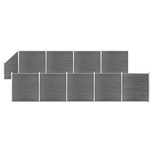 vidaXL Set WPC ograda 9 kvadratnih + 1 kosa 1657 x 186 cm sivi
