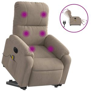 vidaXL Električni masažni naslonjač na podizanje smeđesivi mikrovlakna
