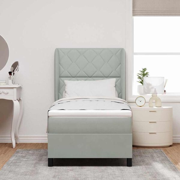 vidaXL Krevet s opruga kutije Svijetlo siva 190 x 90 cm Poliester