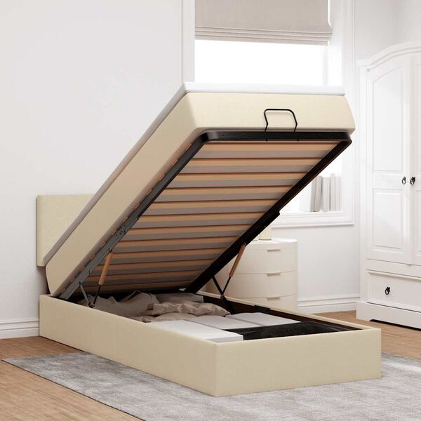 vidaXL Otomanski okvir kreveta s madraca krem 90x190cm od tkanine