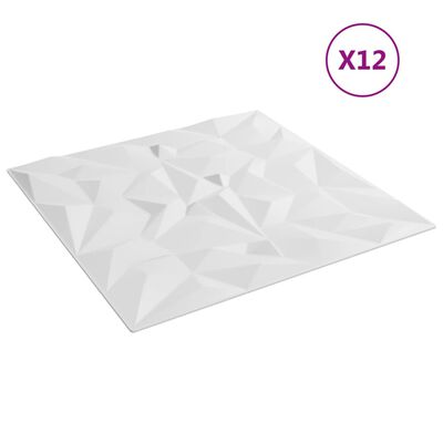 vidaXL Zidni paneli 12 kom bijeli 50 x 50 cm XPS 3 m² uzorak ametista
