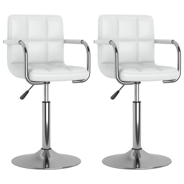 vidaXL Okretne blagovaonske stolice od umjetne kože 2 kom bijele