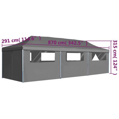 vidaXL Sklopivi šator za zabave s 8 bočnih zidova 3 x 9 m antracit