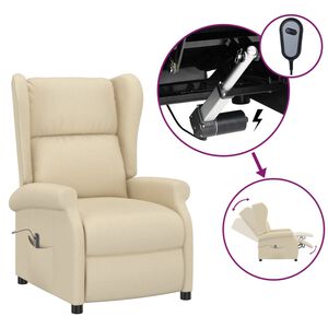 vidaXL Električni naslonjač od tkanine s krilnim naslonom krem