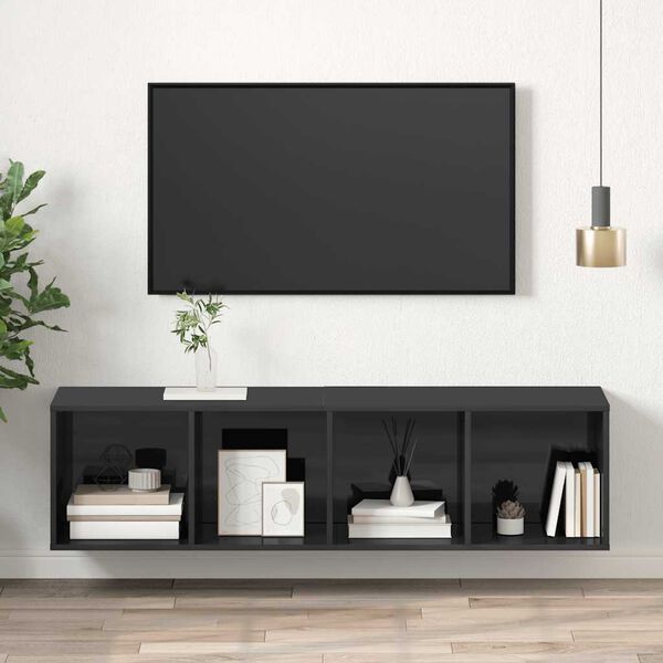 vidaXL Zidni TV ormarić sjajni sivi 37x37x142,5 cm konstruirano drvo