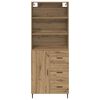 vidaXL Highboard s ladicama Umjetnički hrast 69,5 x 34 x 180 cm