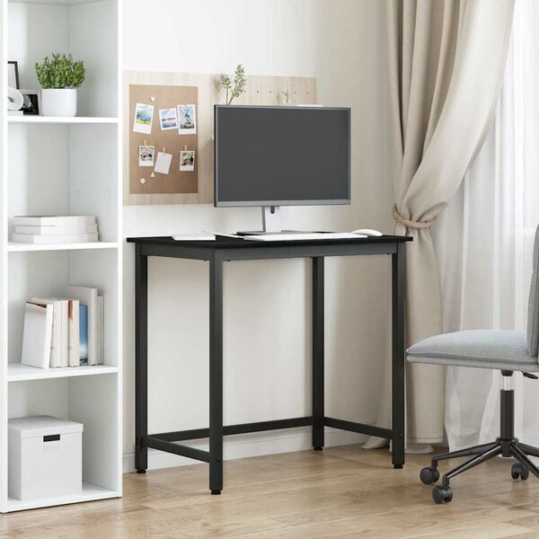 vidaXL stol Crni hrast 100 x 50 x 76,5 cm Inženjerska drva i čelik