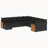 vidaXL 11-dijelni set vrtnih sofa od poliratana s jastucima crni