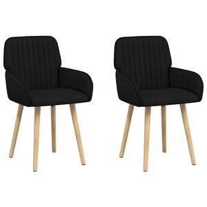 vidaXL Trpezarijske stolice 2 pcs Tkanina Crna 56,5 x 50 x 87,5 cm