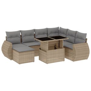 vidaXL 8-dijelni set vrtnih sofa od poliratana s jastucima bež