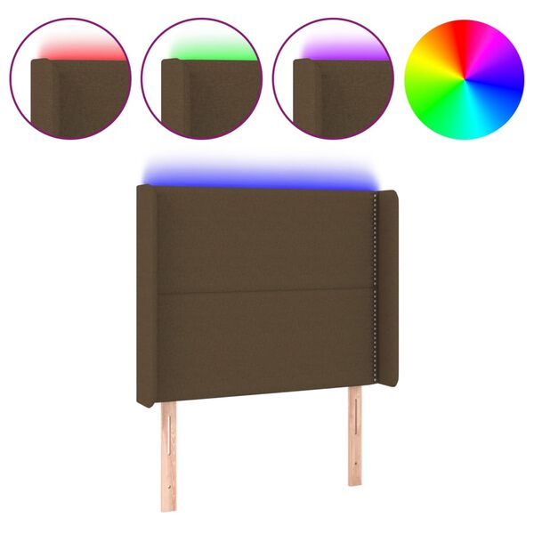 vidaXL LED uzglavlje tamnosmeđe 93x16x118/128 cm od tkanine