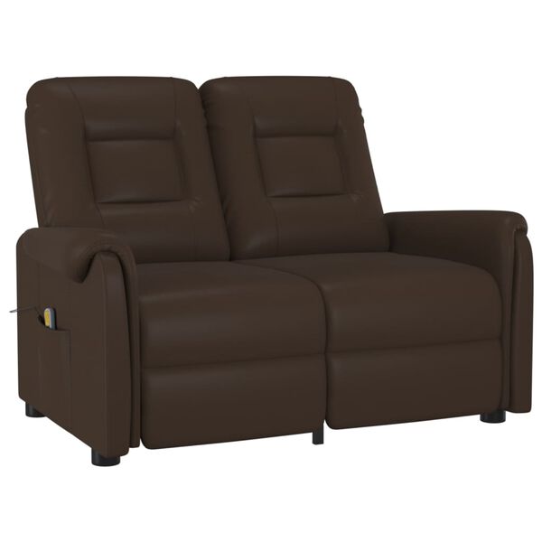 vidaXL Masažni dvosjed od umjetne kože smeđi