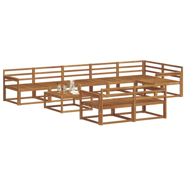 vidaXL Set vanjskih sofa 9 pcs Prirodna Čvrsto drvo akacije