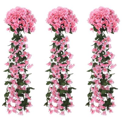 vidaXL Vijenci od umjetnog cvijeća 3 kom boja ružičaste 85 cm