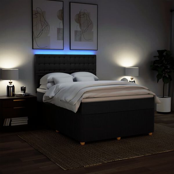 vidaXL Krevet s oprugama i madracem crni 140 x 190 cm od tkanine