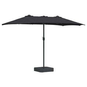 vidaXL Vrtni suncobran Crna 385 x 209 x 244 cm Poliester