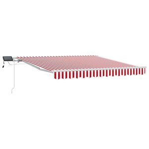 vidaXL Skrovita tenda Crvena i bijela 350 x 250 cm Tkanina i čelik