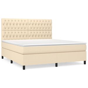 vidaXL Krevet s oprugama i madracem krem 180x200 cm od tkanine
