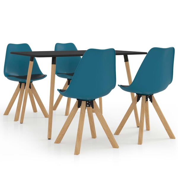 vidaXL 5-dijelni blagovaonski set tirkizno-crni