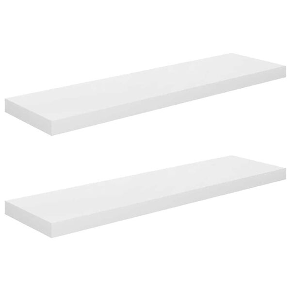 vidaXL Plutajuće zidne police 2 kom sjajne bijele 90x23,5x3,8 cm MDF