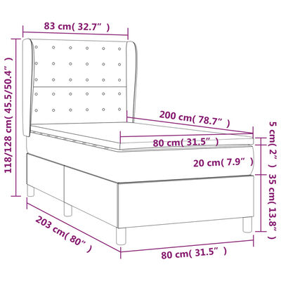 vidaXL Box spring krevet s madracem ružičasti 80 x 200 cm baršunasti