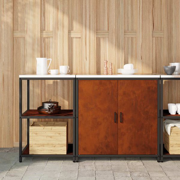 vidaXL Kuhinjski set za pohranu s policom s pohranom 2 pcs Rđa