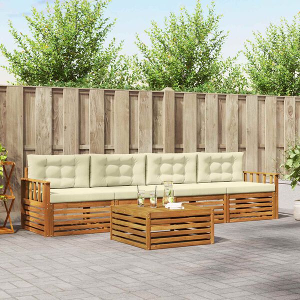 vidaXL Set vanjskih sofa s jastukom 5 pcs Prirodna i krem