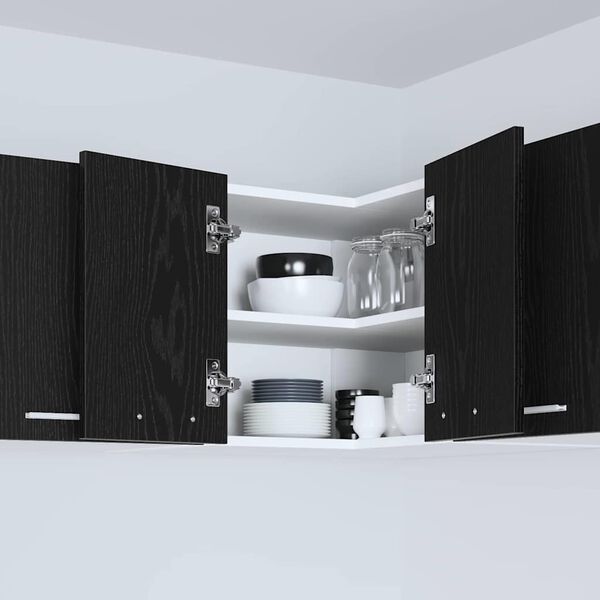 vidaXL Viseći ormarić s pohranom Crni hrast i bijela 57 x 57 x 40 cm