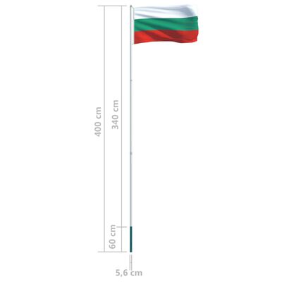 vidaXL Bugarska zastava s aluminijskim stupom 4 m