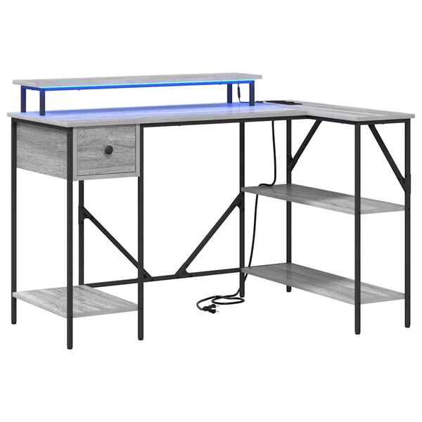 vidaXL Stol s policom Siva Sonoma 120 x 79 x 86,5 cm Konstruirano drvo