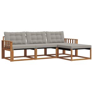 vidaXL Set vanjskih sofa s jastukom 4 pcs Prirodna i svijetlo siva