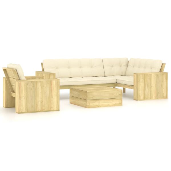 vidaXL 3-dijelna vrtna garnitura od impregnirane borovine s jastucima