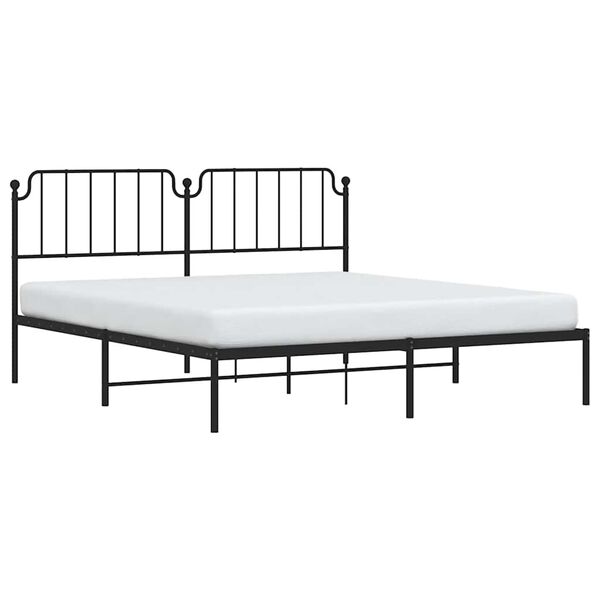 vidaXL Metalni okvir za krevet s uzglavljem crni 183x213 cm