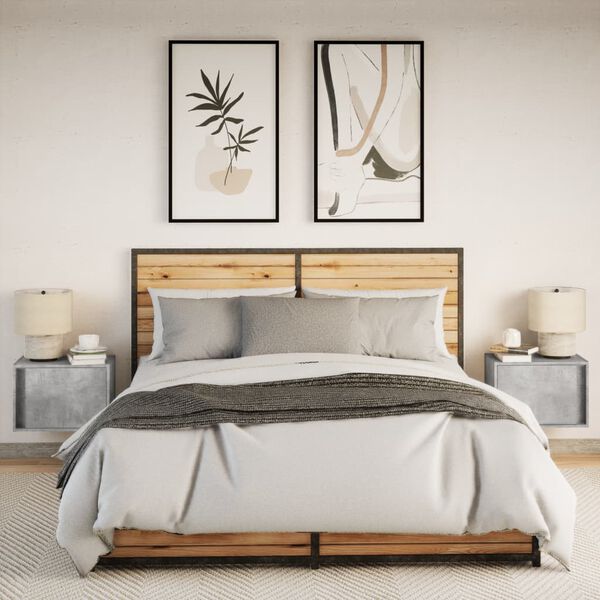 vidaXL Zidni noćni ormarići s LED svjetlima 2 kom siva boja betona